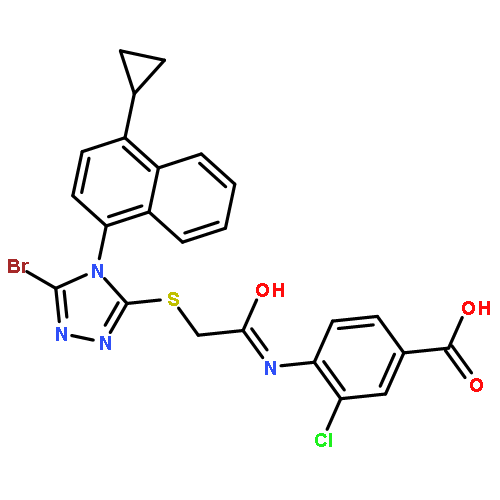 4-[[2-[[5-bromo-4-(4-cyclopropylnaphthalen-1-yl)-1,2,4-triazol-3-yl]sulfanyl]acetyl]amino]-3-chlorobenzoic acid