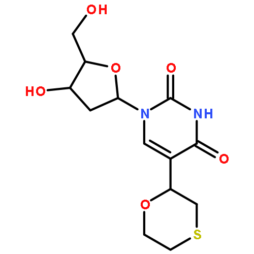 Uridine, 2'-deoxy-5-(1,4-oxathian-2-yl)-, (S)-