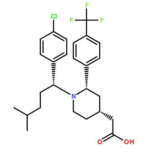 4-Piperidineacetic acid,1-[(1R)-1-(4-chlorophenyl)-4-methylpentyl]-2-[4-(trifluoromethyl)phenyl]-,(2S,4R)-