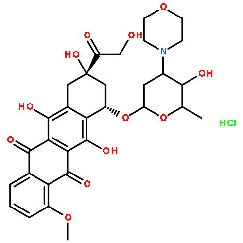 5,12-Naphthacenedione,7,8,9,10-tetrahydro-6,8,11-trihydroxy-8-(hydroxyacetyl)-1-methoxy-10-[[2,3,6-trideoxy-3-(4-morpholinyl)-a-lyxo-hexopyranosyl]oxy]-,hydrochloride, (8S,10S)- (9CI)