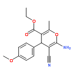 <br>6-Amino-5-cyano-4-(4-methoxy-phenyl)-2-methyl-4H-pyran-3-carboxylic acid et hyl ester