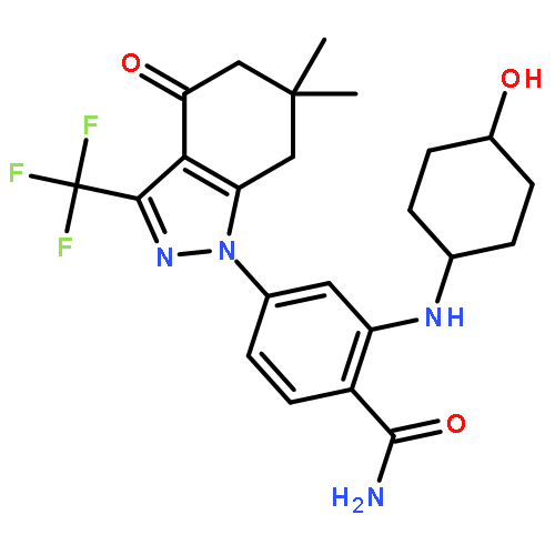 4-(6,6-dimethyl-4-oxo-3-(trifluoromethyl)-4,5,6,7-tetrahydro-1H-indazol-1-yl)-2-((1r,4r)-4-hydroxycyclohexylamino)benzamide