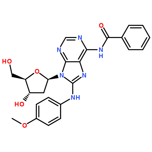 ADENOSINE, N-BENZOYL-2'-DEOXY-8-[(4-METHOXYPHENYL)AMINO]-