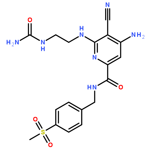 2-Pyridinecarboxamide,4-amino-6-[[2-[(aminocarbonyl)amino]ethyl]amino]-5-cyano-N-[[4-(methylsulfonyl)phenyl]methyl]-