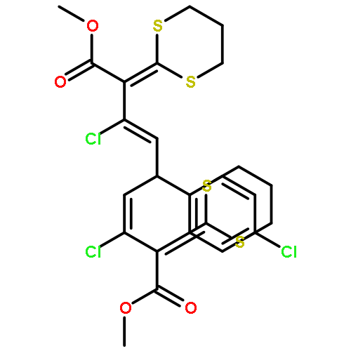 3,6-Nonadienedioic acid,3,7-dichloro-5-(4-chlorophenyl)-2,8-bis(1,3-dithian-2-ylidene)-,1,9-dimethyl ester, (3E,6Z)-