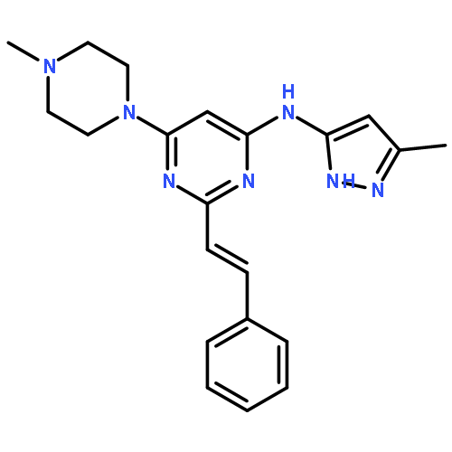 6-(4-Methyl-1-piperazinyl)-N-(5-methyl-1H-pyrazol-3-yl)-2-[(1E)-2-phenylethenyl]-4-pyrimidinamine