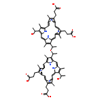 21H,23H-Porphine-2,18-dipropanoicacid,7-[1-[1-[8,12-bis(2-carboxyethyl)-17-(1-hydroxyethyl)-3,7,13,18-tetramethyl-21H,23H-porphin-2-yl]ethoxy]ethyl]-12-(1-hydroxyethyl)-3,8,13,17-tetramethyl-(9CI)