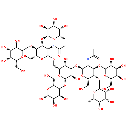 D-Glucose, O-6-deoxy-a-L-galactopyranosyl-(1®3)-O-[b-D-galactopyranosyl-(1®4)]-O-2-(acetylamino)-2-deoxy-b-D-glucopyranosyl-(1®6)-O-[O-6-deoxy-a-L-galactopyranosyl-(1®4)-O-[b-D-galactopyranosyl-(1®3)]-2-(acetylamino)-2-deoxy-b-D-glucopyranosyl-(1®3)]-O-b-D-galactopyranosyl-(1®4)-