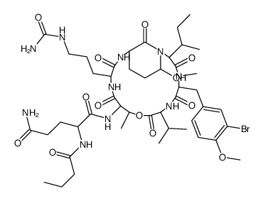 (2S)-N-[(2S,5S,8S,11R,12S,15S,18S,21R)-5-[(3-BROMO-4-METHOXYPHENYL)METHYL]-2-[(2S)-BUTAN-2-YL]-15-[3-(CARBAMOYLAMINO)PROPYL]-21-HYDROXY-4,11-DIMETHYL-3,6,9,13,16,22-HEXAOXO-8-PROPAN-2-YL-10-OXA-1,4,7,14,17-PENTAZABICYCLO[16.3.1]DOCOSAN-12-YL]-2-(BUTANOYLA