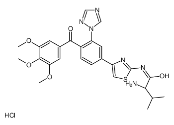 (2S)-2-AMINO-3-METHYL-N-[4-[3-(1,2,4-TRIAZOL-1-YL)-4-(3,4,5-TRIMETHOXYBENZOYL)PHENYL]-1,3-THIAZOL-2-YL]BUTANAMIDE;HYDROCHLORIDE