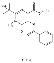 4-Pyrimidinecarboxylic acid, 2-(1-amino-1-methylethyl)-5-(benzoyloxy)-1,6-dihydro-1-methyl-6-oxo-, methyl ester, hydrochloride (1:1)