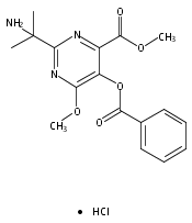 4-Pyrimidinecarboxylic acid, 2-(1-amino-1-methylethyl)-5-(benzoyloxy)-6-methoxy-, methyl ester, hydrochloride (1:1)